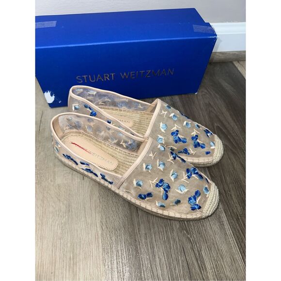 Stuart Weitzman BareItAll Floral-Embroidered Mesh Espadrilles Size 8 $350 - Picture 7 of 12